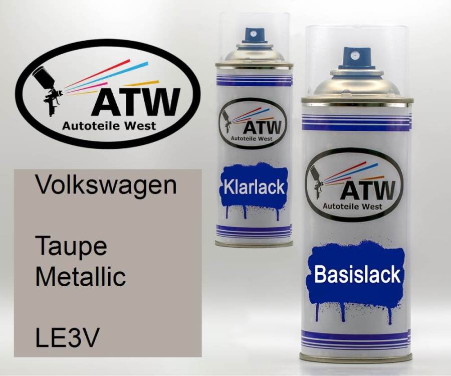 Volkswagen, Taupe Metallic, LE3V: 400ml Sprühdose + 400ml Klarlack - Set, von ATW Autoteile West.